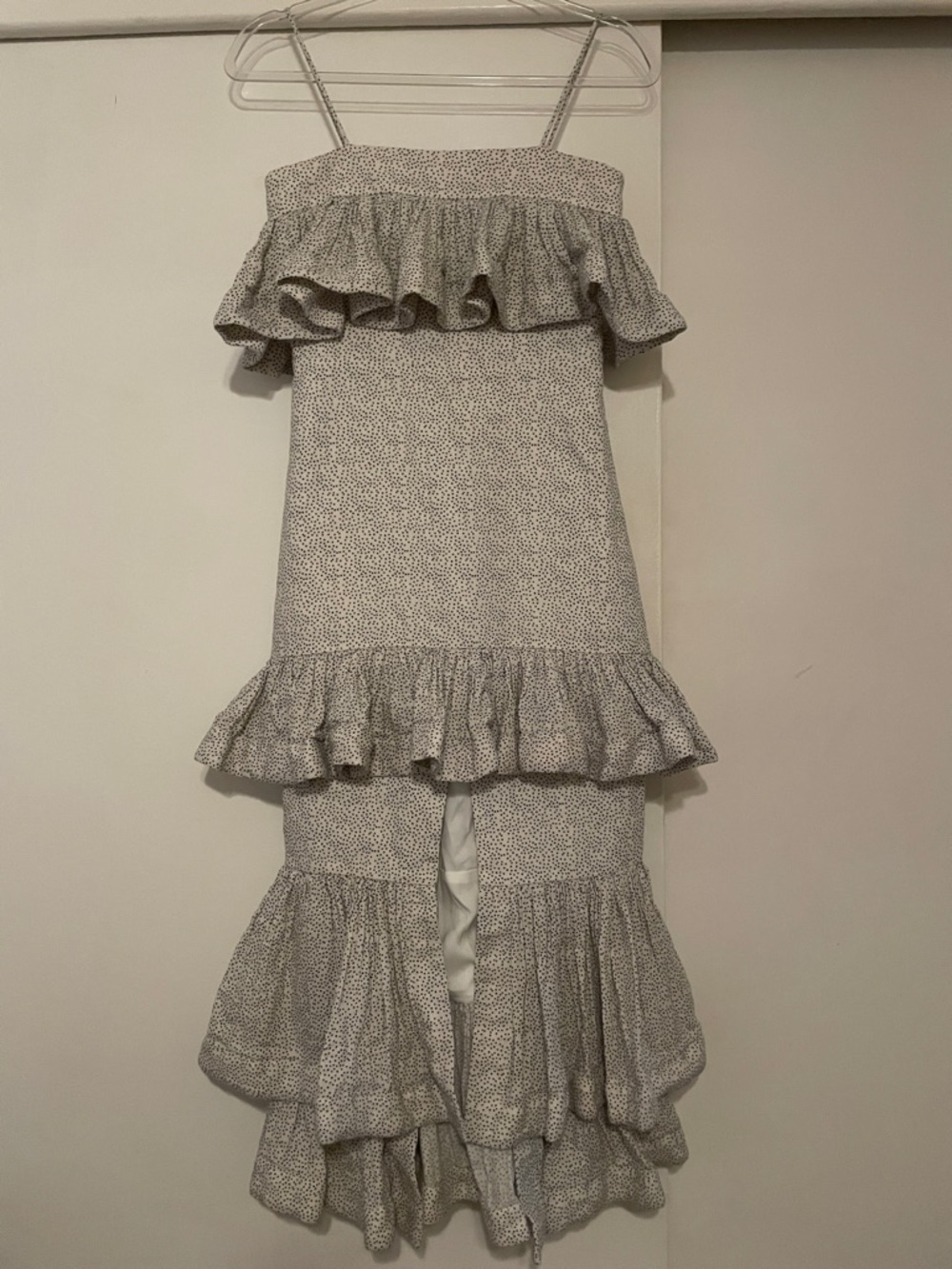 Acler Cream and Black Polka Dot Spaghetti Strap Maxi Dress